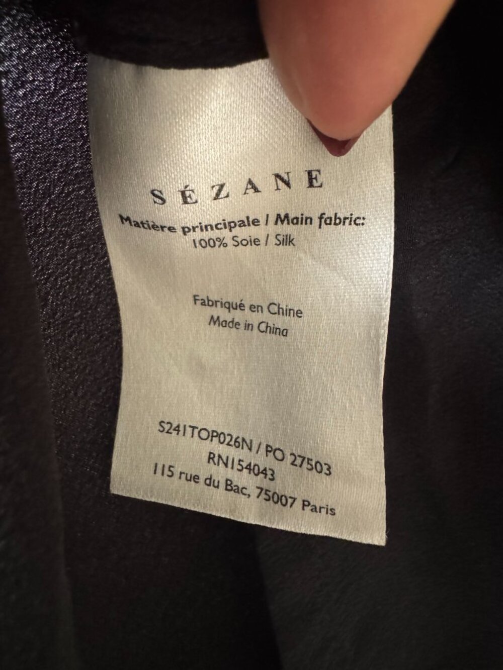 Sezane Silk Tess Top - Black - Picture 6 of 9